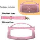 JCHPINE Silicone Cover Case for JBL Charge 5 Portable Bluetooth Speaker, Protective Skin Holder for JBL Charge 5 Speaker Accessories (Pink Case, NOT Fit Wi-Fi Version)