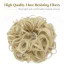 Benehair Messy Bun Scrunchie Hair Piece 32 inch DIY Wrap Around Ponytail Bleach Blonde Fluffy Pony Tail Curly Touseld Hair Bun Juva Bun Hairpiece Wavy Donut Synthetic Chignons for Women 85g