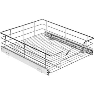HOLDN STORAGE Pull Out Cabinet Organizer, Individual Sliding Drawers - Heavy Duty Metal - Anti Rust Chrome Finish (Single Tier, 17" W)