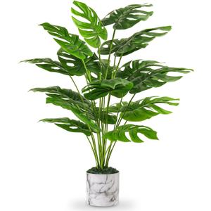 Der Rose 28" Fake Plants Tall Artificial Monstera Faux Plants in Pot for Home Farmhouse Bedroom Living Room Decor Indoor