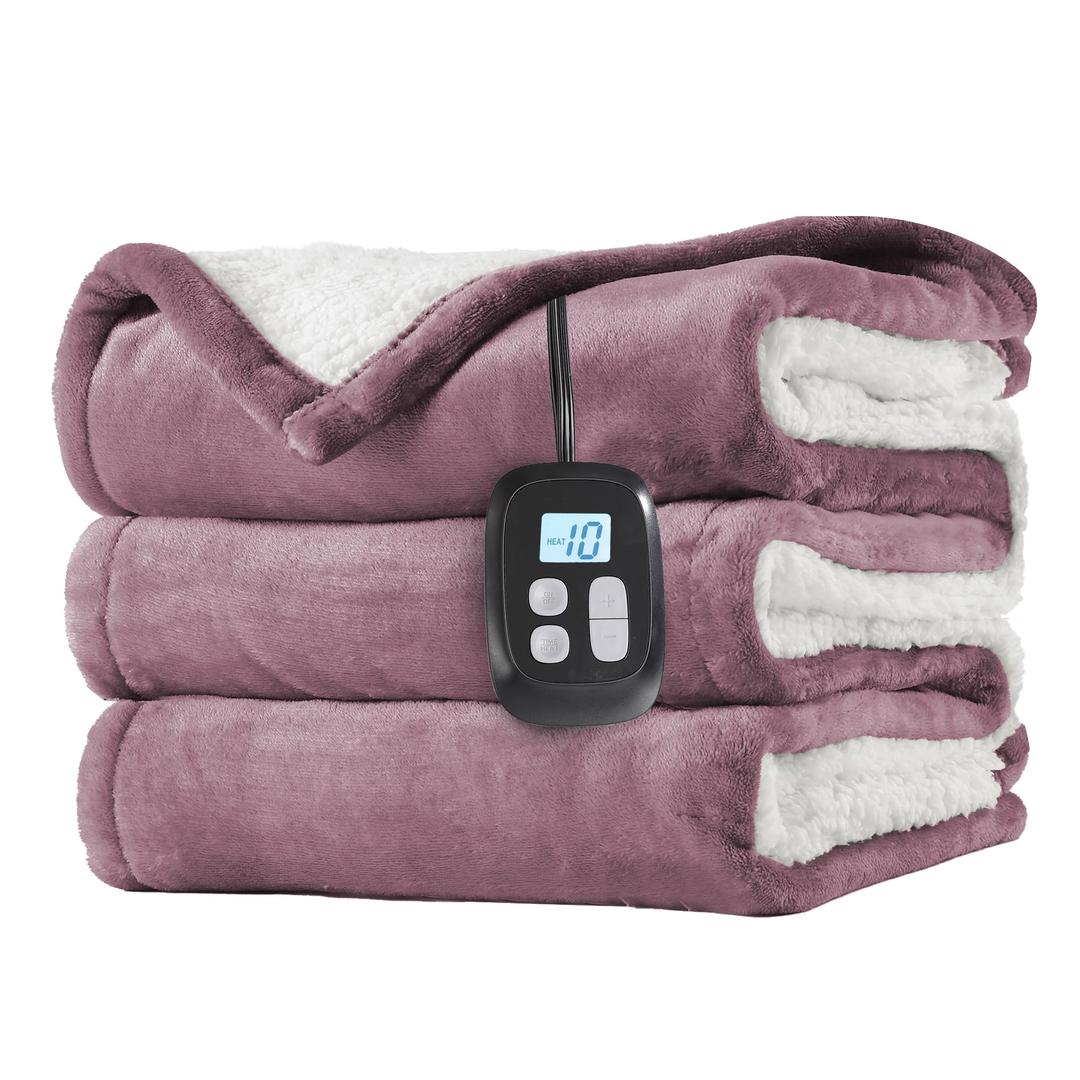Electric Heated Blanket Full Size 72"x84", Dual-Sided Soft Flannel & Sherpa, LCD Display 10 Heat Settings with 1-12H Timer & Overnight Safe, Bed & Couch, Machine Washable, Purple