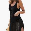 Halife Women's Swimwear Cover Ups Crochet Bathing Suit Beach Dresses Hollow Out Swimsuit Coverup, L, Black