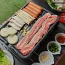 Stovetop Korean BBQ Grill Pan 14.5" Cast Aluminum Nonstick Coating, indoor for gas stove, Portable Outdoor Camping BBQ, Made in Korea, PFOA Free