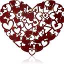 Moxweyeni Heart Metal Wall Decor Art Rustic Heart Wall Decor Wine Red Art Decor for Outdoor Garden Yard Home Living Room Bedroom Wedding Decoration, 12.6 x 9.8 Inches