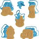 Firefighter Cookie Cutter and Stamp Set Moose Goods 5-Piece Baking Kit with Fire Truck, Flame, Helmet, Extinguisher & Hydrant Food Safe & Eco-Friendly Fun Kids Baking Molds
