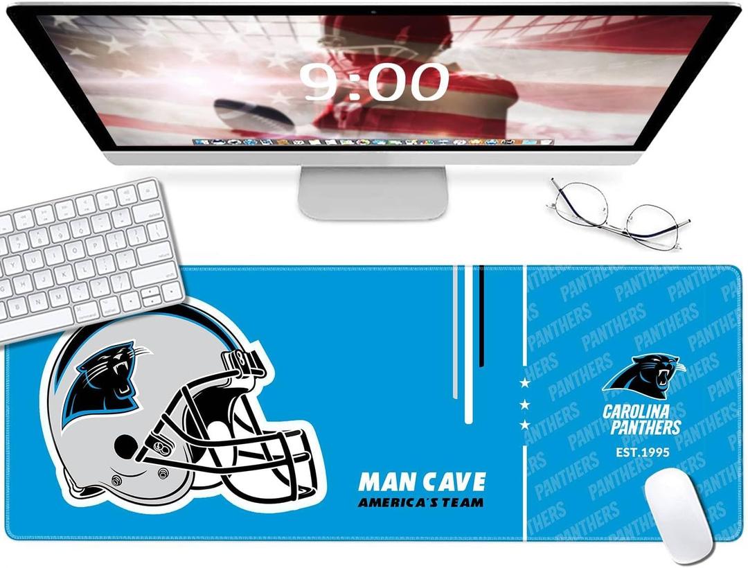 Large Gaming Mouse Pad, Extended Desk Mousepad with Stitched Edges, Football Computer Keyboard Pad,Light Blue Design for Sport Fans, 31.5 x 11.8 in
