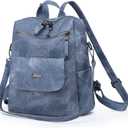 Backpack Purse for Women, Women Backpack Purse Small Leather Waterproof Anti-theft Shoulder Bags Handbags Ladies (Blue)
