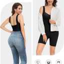 Decorus Women's Shapewear Tank Bodysuits - Plunge V Neck Sleeveless Shapewear Built in Bra V Backless Thong Body suits Tops (Black, XXL)