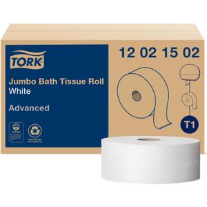 Tork Jumbo Toilet Paper Roll White T1, Advanced, 2-ply, 6 x 1600 feet, 12021502, 6 Count 