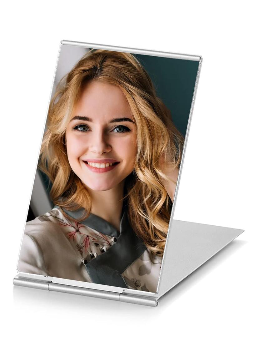 Mirrornova Folding Mirror, Compact Ultra-Slim Small Portable Travel Size Makeup Mirror (Aluminum Shell, 3.3inch)
