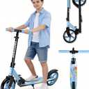 FREEDARE Kick Scooter for Kids & Adults Ages 8+, Foldable Teen Scooter with 2 Big 8-inch Wheels and 4-Level Adjustable Handlebar, Max Load 220 LBS