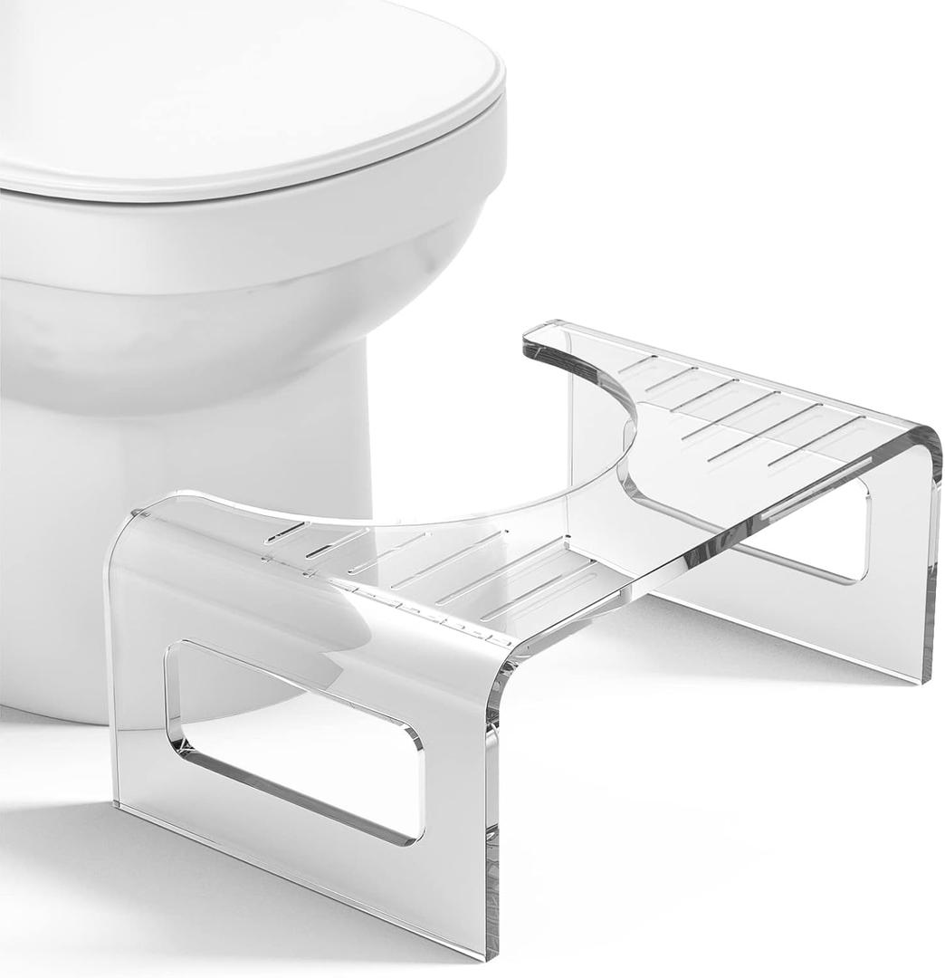AmazerBath 7 Inches Acrylic Toilet Stool Squat, Clear Bathroom Poop Potty Stool for Adults, Modern Design Non-Slip Pooping Stool, Strong Load-Bearing, Blends Seamlessly Into Any Bathroom