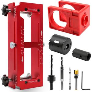 Door Hinge Jig and Door Lock Installation Kit, Aluminum Alloy Router Template for Hinge Mortising from 2.5" to 5" and Types of Square, 1/4", 5/8" Radius, Door Hole Drilling Kit for Knob and Deadbolt