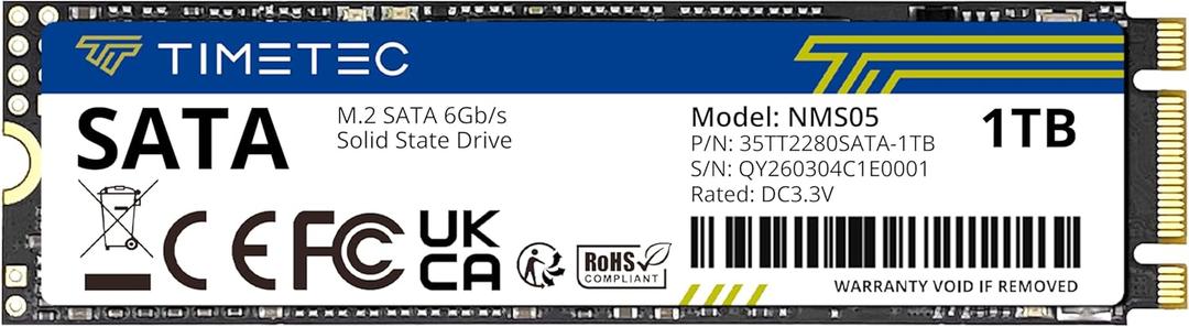 Timetec 1TB SSD 3D NAND SATA III 6Gb/s M.2 2280 NGFF 512TBW Read Speed Up to 550MB/s SLC Cache Performance Boost Internal Solid State Drive for PC Computer Laptop and Desktop (1TB)