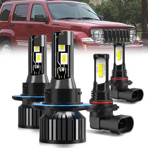 For 2008-2012 Jeep Liberty light Bulbs, 9008 High Low Beam 9145 Fog Light Combo, 4PCS