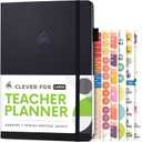 Clever Fox Teacher Planner  School Year Planner with Calendars & Lesson Plans  Teacher Plan Book for Classroom & Homeschool Organization - Undated, 7x10, Hardcover (Black)