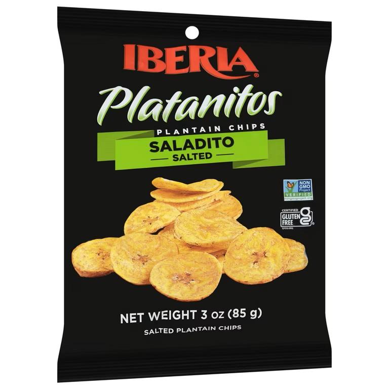 Iberia Lightly Salted Green Plantain Chips, Crunchy Savory Snack Made from Real Green Plantains, Simple Ingredients, Gluten Free, Non GMO, 5 oz Bags (Pack of 12) (EXP 08/28/26)
