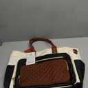 LOVEVOOK Insulated Lunch Bag, Large Capacity Tote with Lunch Compartment, Laptop Bag with Cup Holder, Work Bags for Women, Nurse Lunch Tote for Office, School, Picnic, 15.6 Inch Black-Beige-Brown