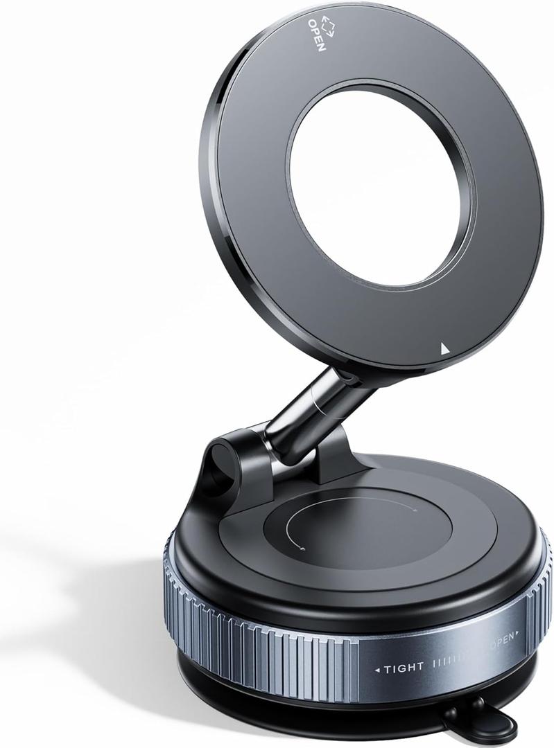 2026 Upgraded Vacuum Magnetic Car Phone Holder 360 Reinforced 96LBS Ultra Suction Cup Phone Mount for MagSafe Cell Phone Holders for Your Car/Gym/Mirror Mount for iPhone & Android (Black)