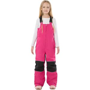 GSOU SNOW Kids Snow Bibs Girls Boys Snow Pants Ski Bib Overall Waterproof Windproof Warm for Winter (3-16Years) (Rose Red)