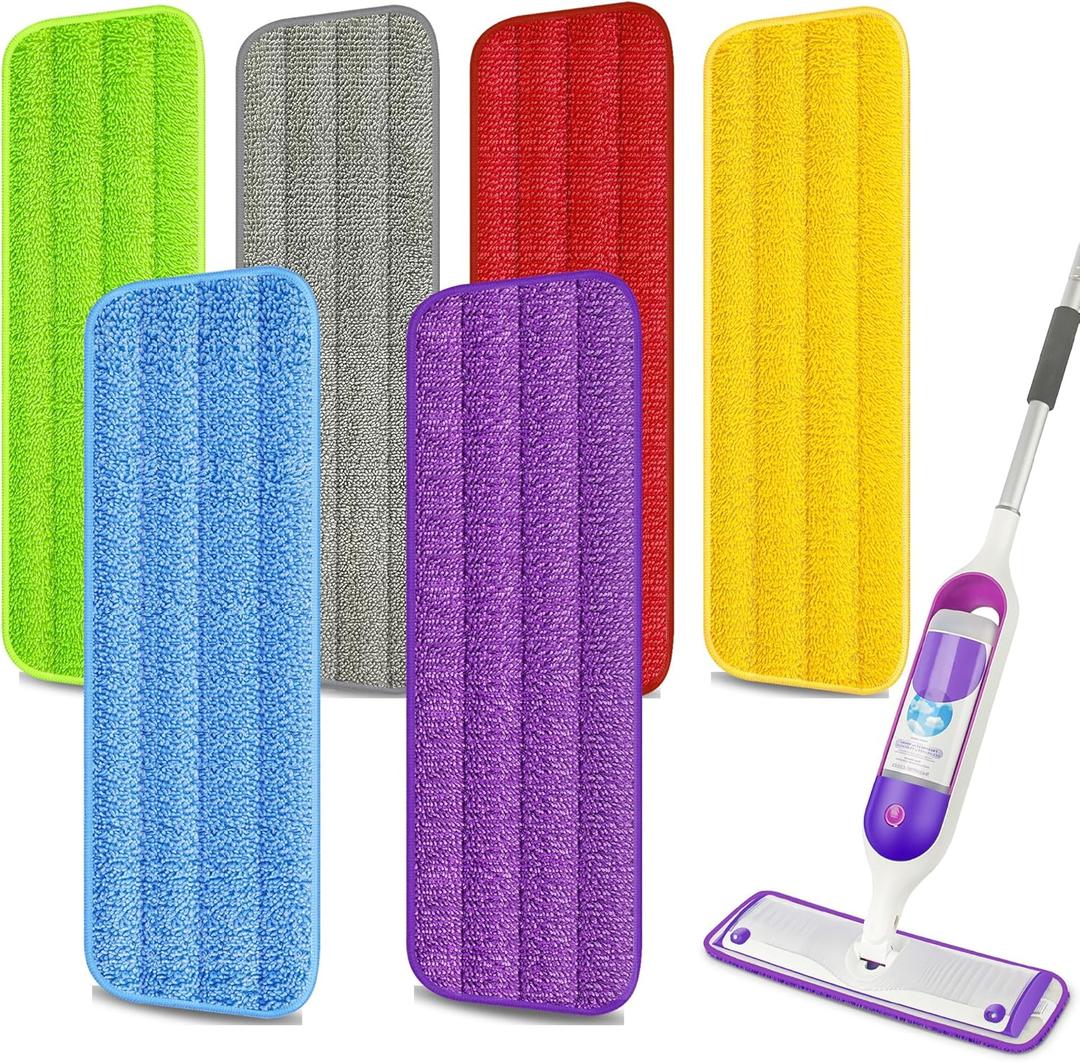 EXEGO 6 Count Reusable Microfiber Mop Pads for Swiffer PowerMop  Power Mop Pads Refills for 13 ''15 '' Spray Mop, Hard Wood Floor Mop Pads Refills Machine Washable for MultiSurface Floor Cleaning Unopened