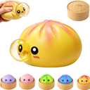 Colorful Yellow Squishy 2.0 Dumplings Mystery Box,New Dumplings 2.0 Squishys Blow Bubbles,Toy Dumpling Stress Balls Fidget Sensory Balls,Rainbow Dumpling,Cute Anxiety Relief Fidget