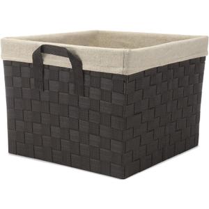 Whitmor Woven Strap Storage Tote Basket with Liner - Espresso