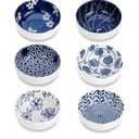 Japanese Style Ceramic Dipping Bowls,3'' Small Pinch Bowls Set Side Sauce Cups,Dishes for Sushi,Snack and Soy,BBQ,2.5 Oz Blue and White Mini Bowl for Kitchen Prep - Set of 6 (3 inch)