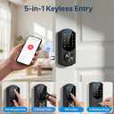 Keyless Entry Door Lock with Built-in WiFi, Fingerprint Smart Lock for Front Door, Touchscreen Keypad Deadbolt, App Remote Control, Auto Lock, Easy Installation