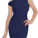 EXARUS Girls Bodycon Dress Ruched Teen Long Sleeve/Off Shoulder/One Shoulder Mini Tight Dresses Formal Prom Party Dance (12 Years)