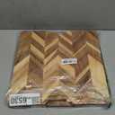 Lipper International Acacia Herringbone Square Cutting and Serving Board with Inset Handles for Chopping Meats, Fruits and Vegetables, 14" x 14" x 1" Thick