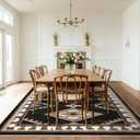 Tijuboni Western Rugs for Living Room Non Slip, Southwestern Area Rugs for Dining Room Kitchen Bedroom Nursery, Washable Rubber Backing, 8x10 Aztec Black-White-Brown