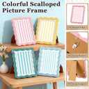 Novabright 4 Set 5 x 7 Colorful Scalloped Picture Frame Maximalist Decorative Picture Frames with Glass Front Wavy Trim Art Table Wall Hanging Whimsical Home Decor Gift (Pastel)