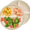 Sweese Portion Control Plates  9 Inch White Divided Plates, Set of 2 (Beige)