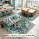 RELEANY Area Rugs 8'x10' Washable Non-Slip, Floral Vintage Distress Print Pattern Medallion Carpet for Living Room Bedroom Dining Room, Dark Blue Vintage