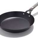 OXO Outdoor Pre-Seasoned Carbon Steel 12" Frying Pan Skillet, Detachable Handle for Easy Storage, Indoor Use, Nonstick with Use, Induction Suitable,Oven & Broiler Safe,Browning, Grill,Sear,Saute,Black