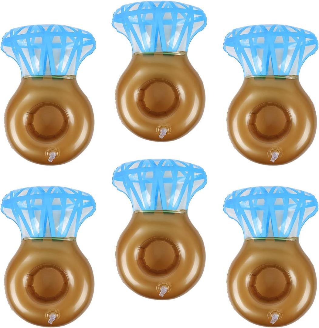 6 Pack Ring Inflatable Drink Holder, LIYDE Drink Floaties Floating Drink Holder for Swimming Pool Drink Holder for Pool Party Bachelorette Party Float Decorations Pool Accessories for Adults