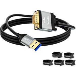 USB to VGA Adapter Cable 15 FT, Unidirectional USB-A 3.0 to VGA HD Audio Video Cable, Real 1080P@60Hz, for TV, Projector, Monitor, Only Support Windows 11/10/8/8.1/7, Mac OS, Need to Install Driver