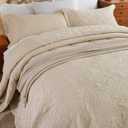EVENHUG Oversized King Quilt California King Size Lightweight Bedding Set Reversible Bedspread Coverlets for All Seasons 3 Piece (Beige 120"x128")