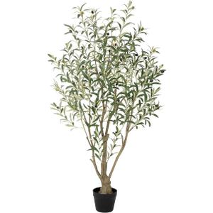 Super Full Faux Olive Tree, 5FT Artificial Olive Tree Indoor, Fake Silk Trees with Realistic Leaves and Lifelike Fruits for Indoor Outdoor Living Room Corner Office Bedroom Home Decor