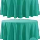 Fokitut 2 Pack Waterproof Round Tablecloth, 108 Inch, Stain Resistant and Wrinkle Polyester Table Cloth, Fabric Table Cover for Kitchen Dining, Wedding, Party, Holiday Dinner-Turquoise