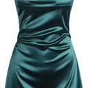ZAFUL Women Halterneck Satin Mini Dress Sexy Cowl Neck Silky Party Cocktail Club Dress (Green, S)