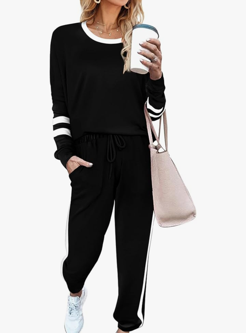 Aloodor Sweatsuit for Women 2 Piece Outfits for Womens Crewneck Sweatshirts Pullover XS