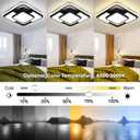 62W Dimmable LED Flush Mount Ceiling Light Fixture with Remote Control, 3000K-6500K 3-Color Chandelier Modern Lamp Black, 15.74inch Close to Ceiling Dining Room Bedroom Square Kitchen Lights