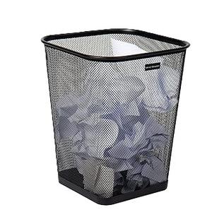 Mind Reader Mesh Trash Can, Waste Paper Basket, Square, Office, Metal Mesh, 9.75" L x 9.75" W x 12.25" H, Black