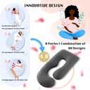 ALLOPERA Pregnancy Pillow, Full Body 57 Inch Maternity Pillow with Removable Washable Cover - Sleep Support for Legs, Back, Neck, Shoulder, HIPS, Belly for Pregnent Women, Black Grey Velvet Cover