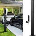Tesla Charger Pedestal Outdoor EV Charger Stand with Holder for EV Charging Station Black