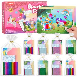 JoyCat 24 Pack Foil Craft Party Favors,No Mess Arts and Crafts for Kids,Goodie Bag Stuffers,DIY Creative Activity, Birthday Present for Girls Boys 4 5 6 7 8 9 Years Old(Unicorn)