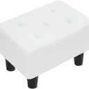 Foot Stool Ottoman, Small Sofa Foot Rest with Plastic Legs, Rectangle Shoe Bench for Adult, Faux Teddy Fur, for Living Room Bedroom and Office, Cream White UASND52W