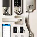 Veise Smart Front Door Lock Set, App Control, Keyless Entry Deadbolt with Lever Handle, Electronic Digital Touchscreen Keypad, Auto Lock, Easy Install, Satin Nickel